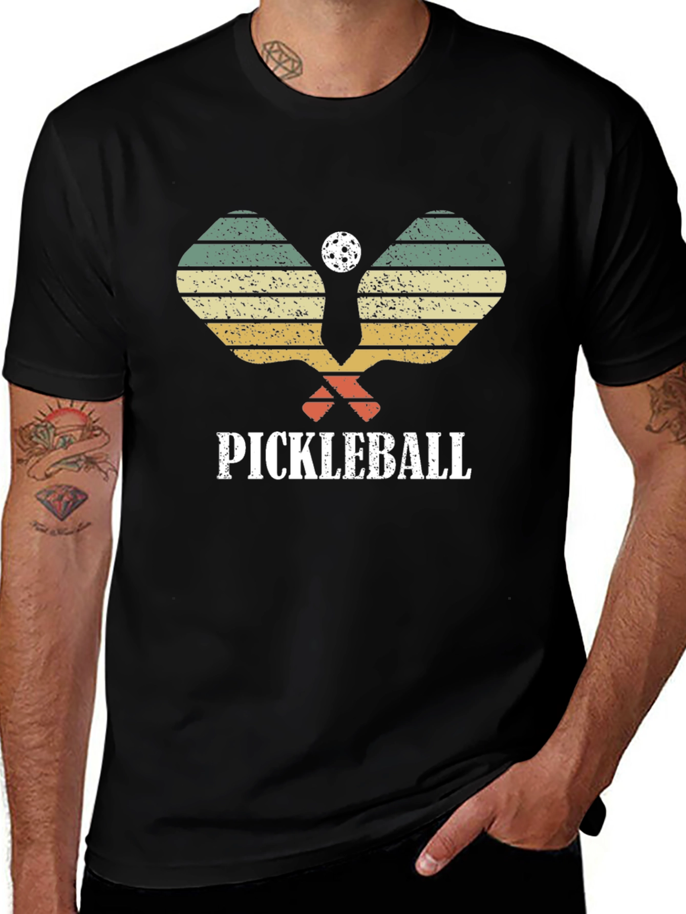 Retro Pickleball Paddle & Ball Graphic T-Shirt