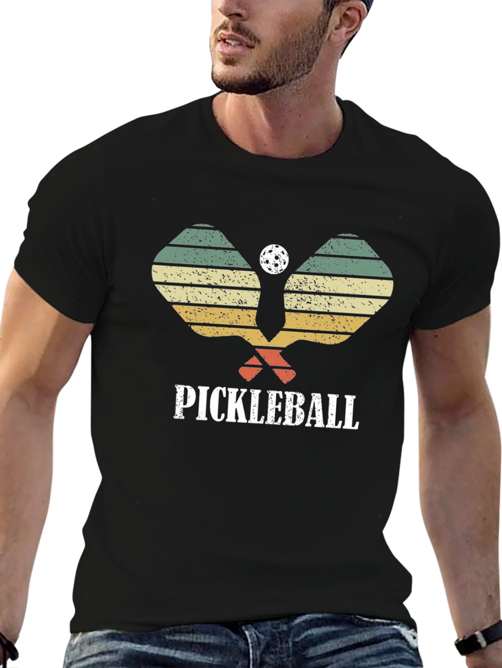 Retro Pickleball Paddle & Ball Graphic T-Shirt