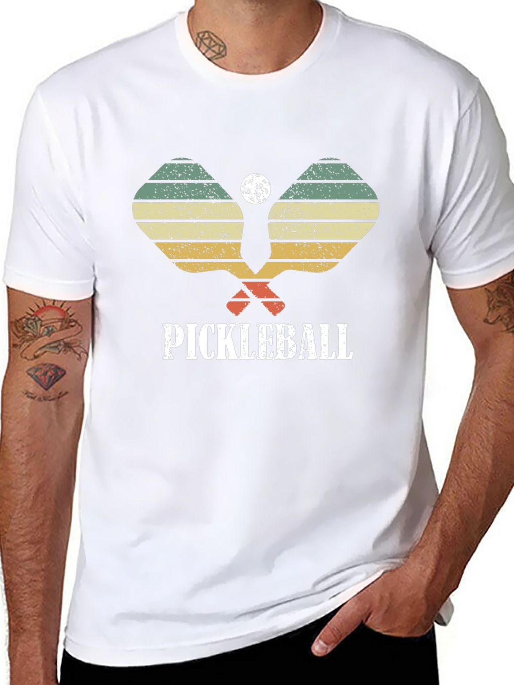 Retro Pickleball Paddle & Ball Graphic T-Shirt