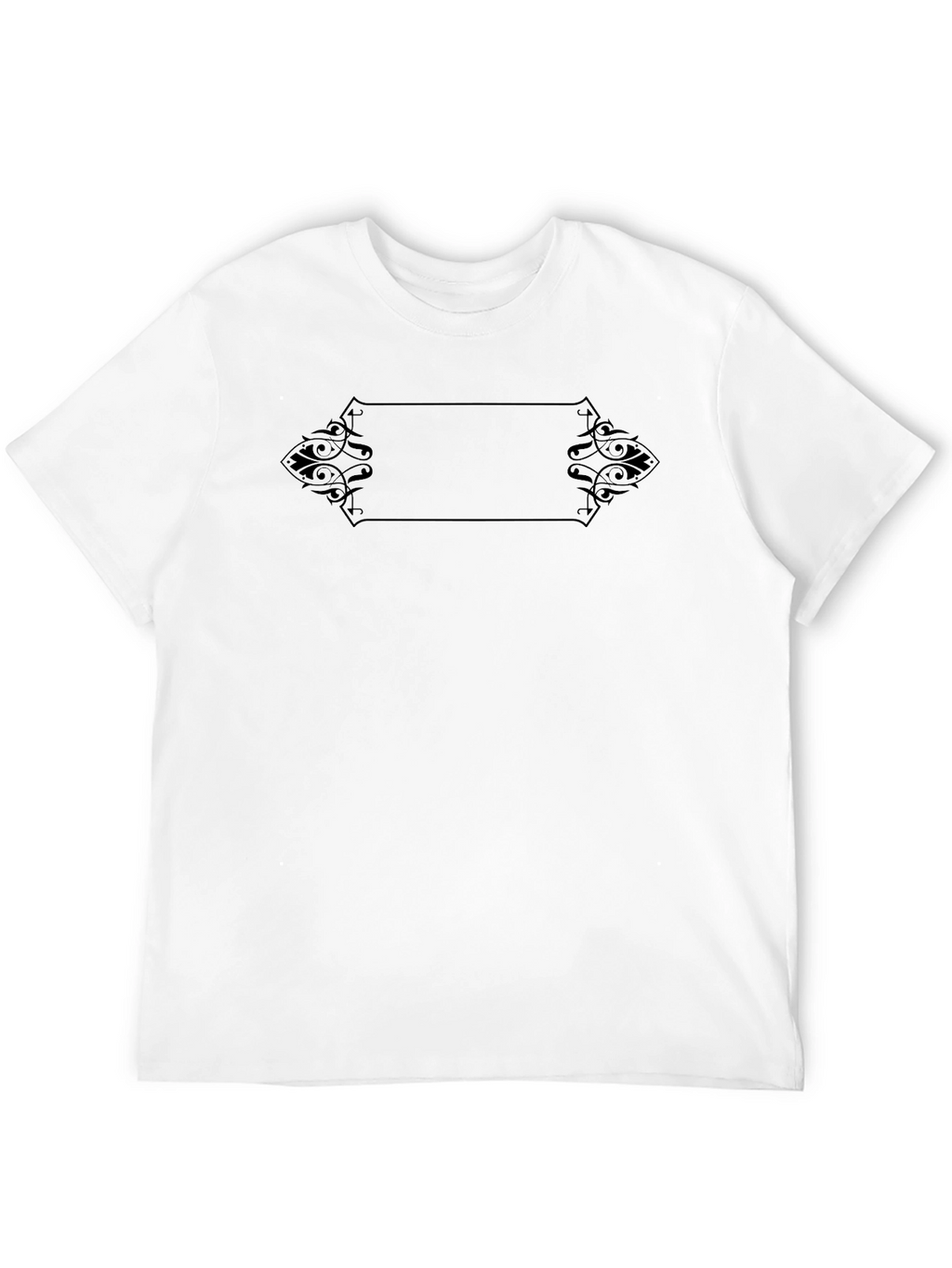 Mens Black Graphic Tee - Ornamental Frame Design