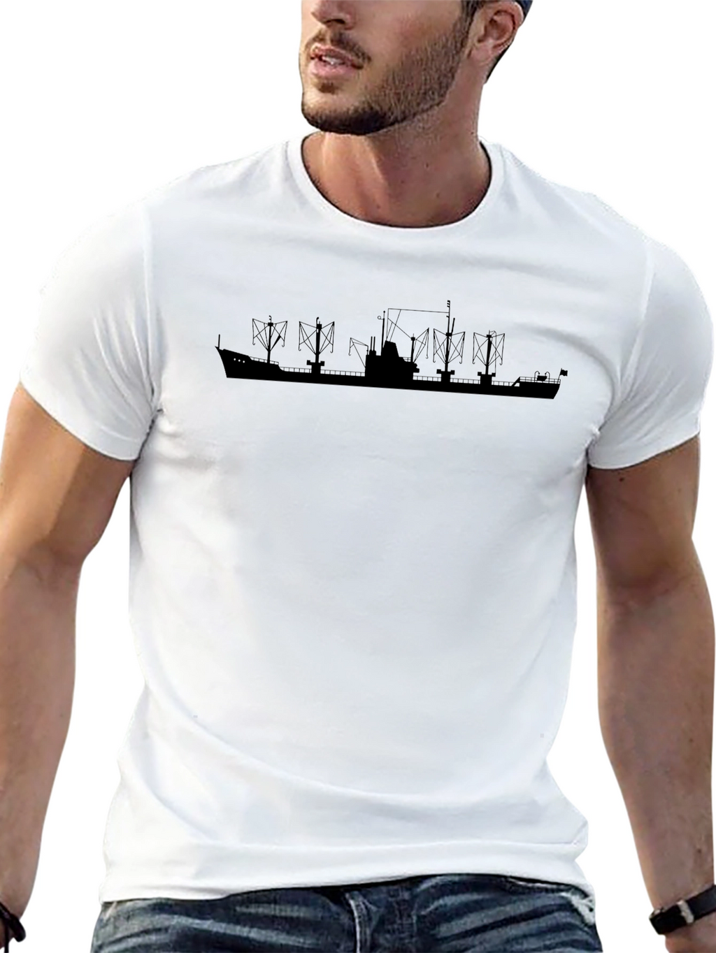 Black Ship Silhouette Graphic T-Shirt