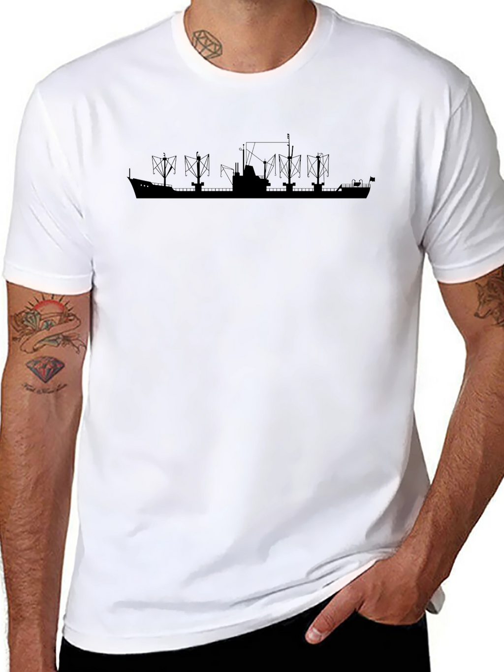 Black Ship Silhouette Graphic T-Shirt