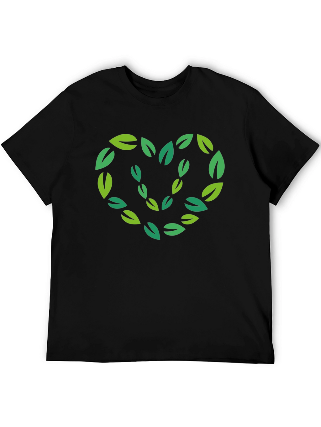 Nature Lovers Leaf Heart Black T-Shirt