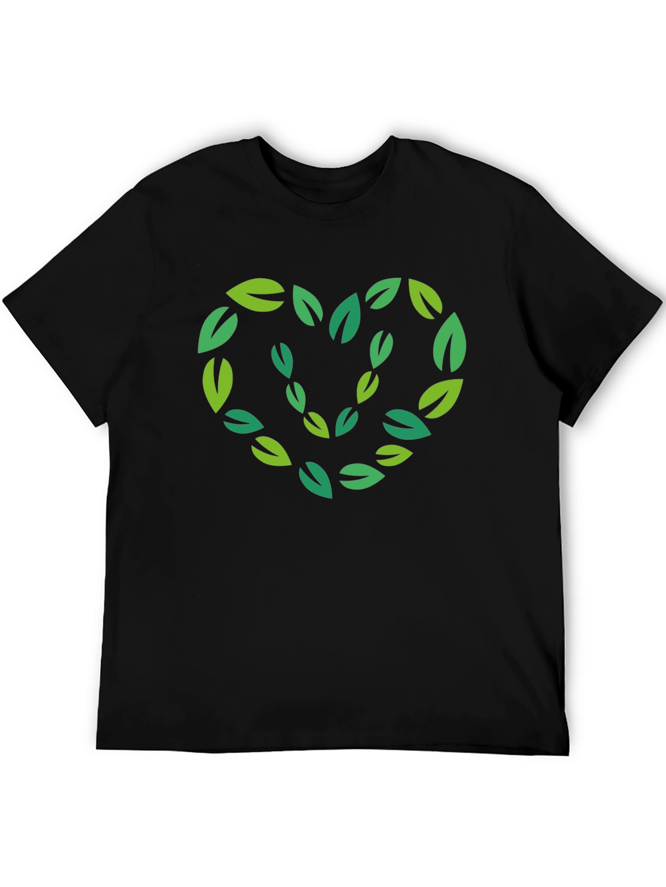 Nature Lovers Leaf Heart Black T-Shirt