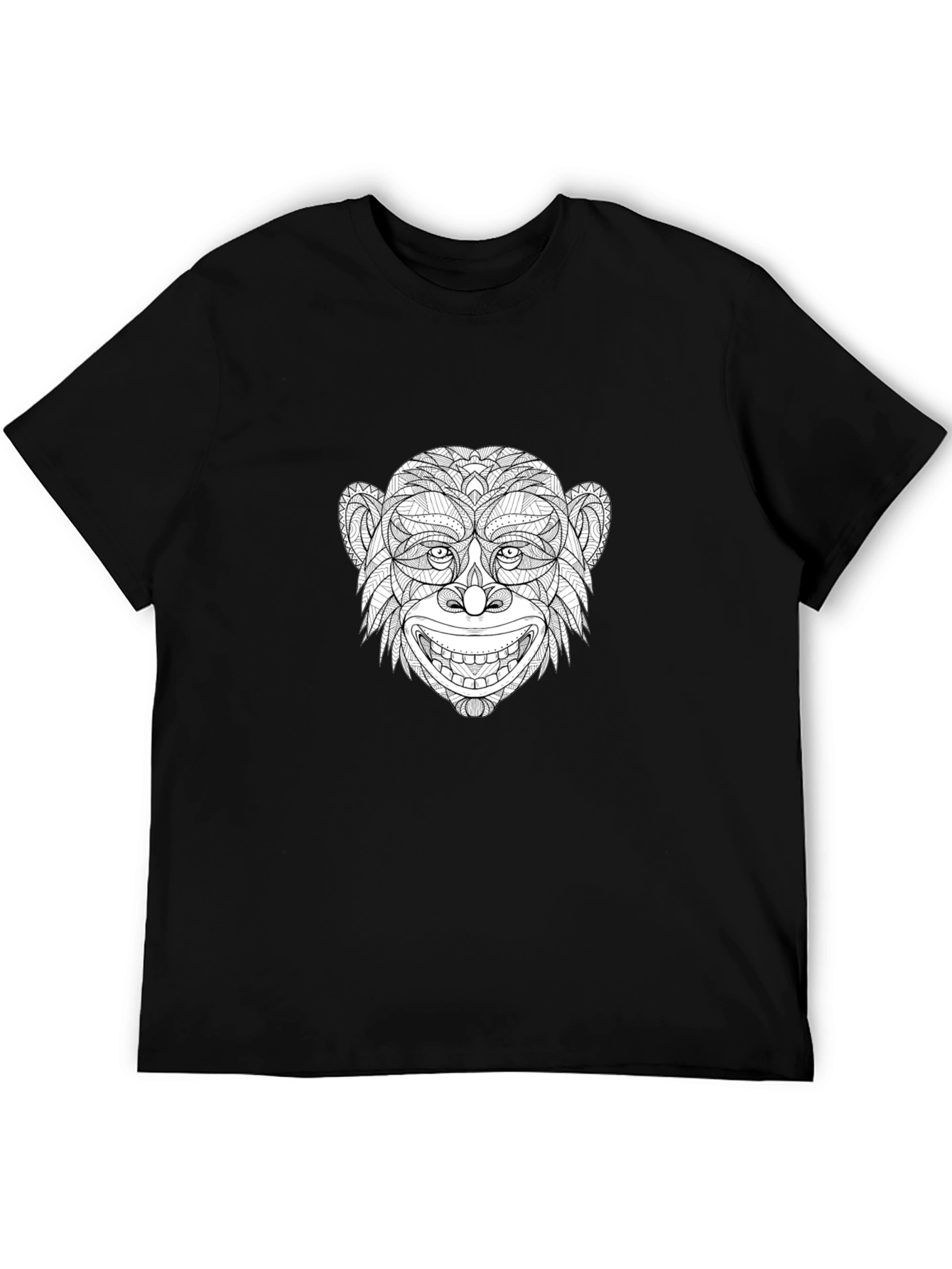 Monkey Face Graphic Print Black T-Shirt