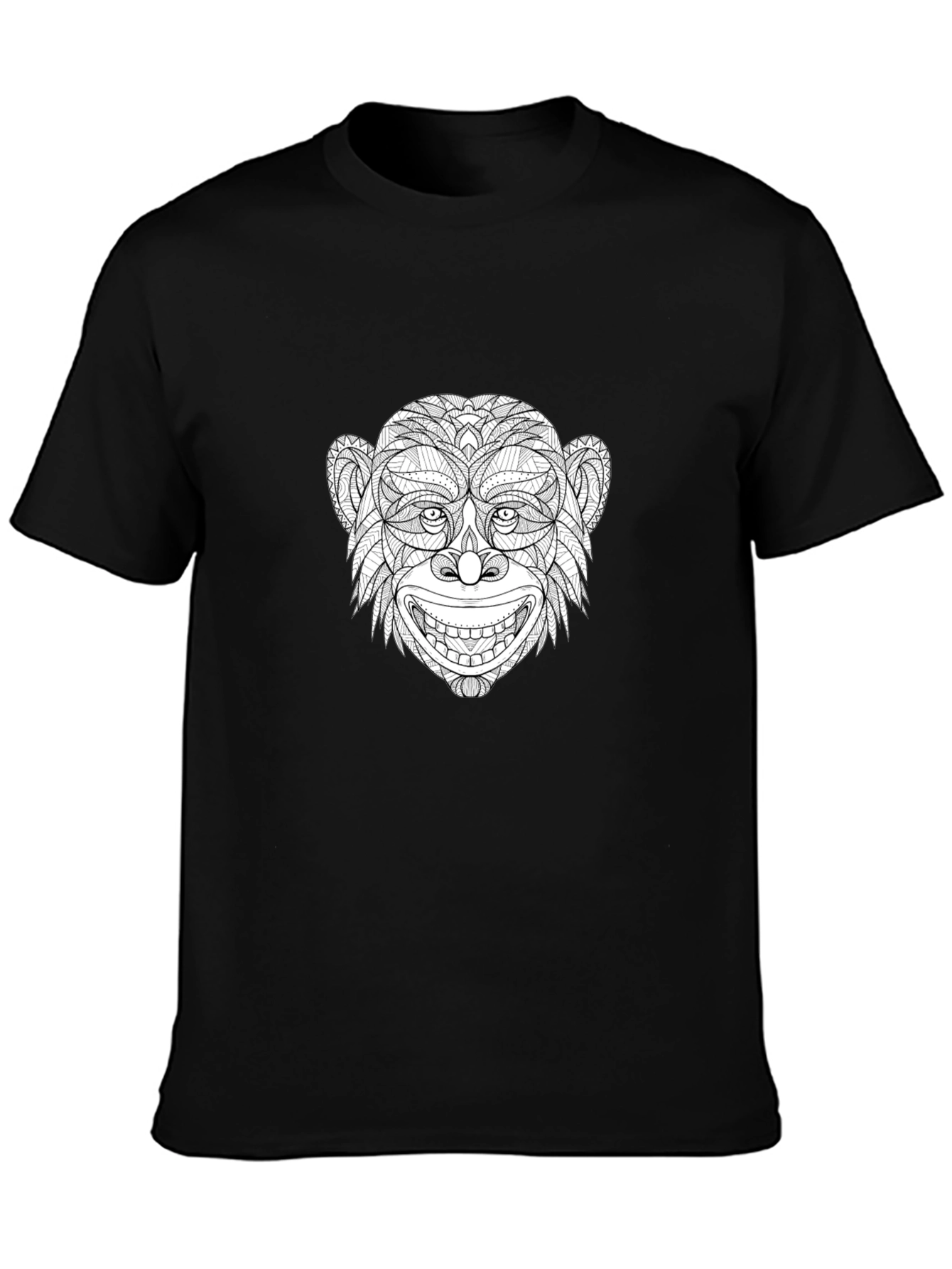 Monkey Face Graphic Print Black T-Shirt