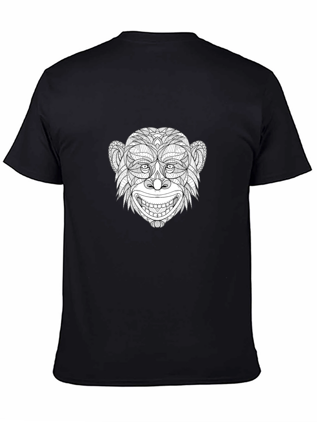 Monkey Face Graphic Print Black T-Shirt