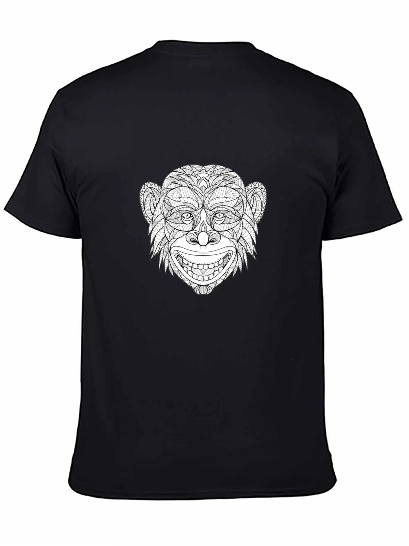 Monkey Face Graphic Print Black T-Shirt