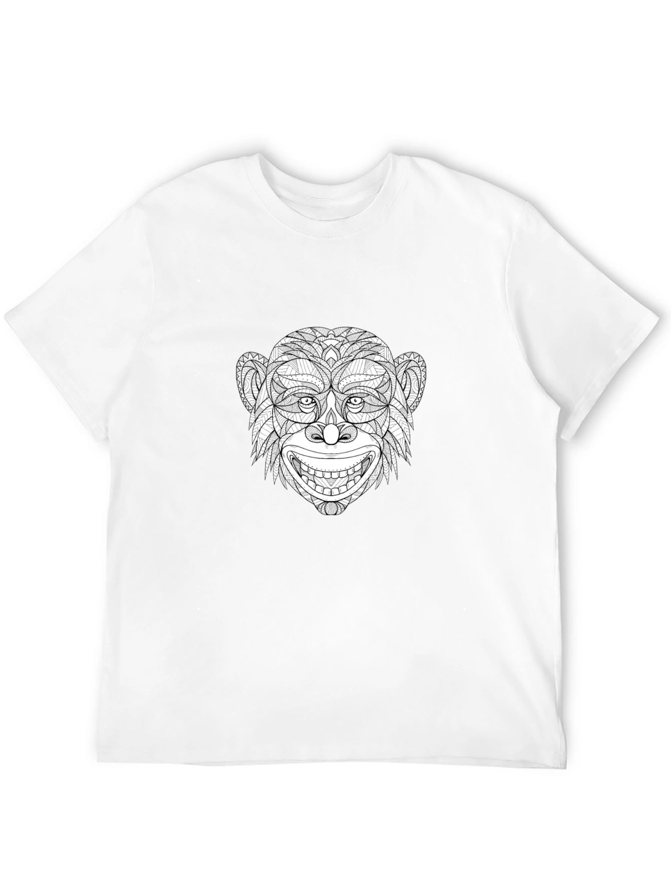 Monkey Face Graphic Print Black T-Shirt