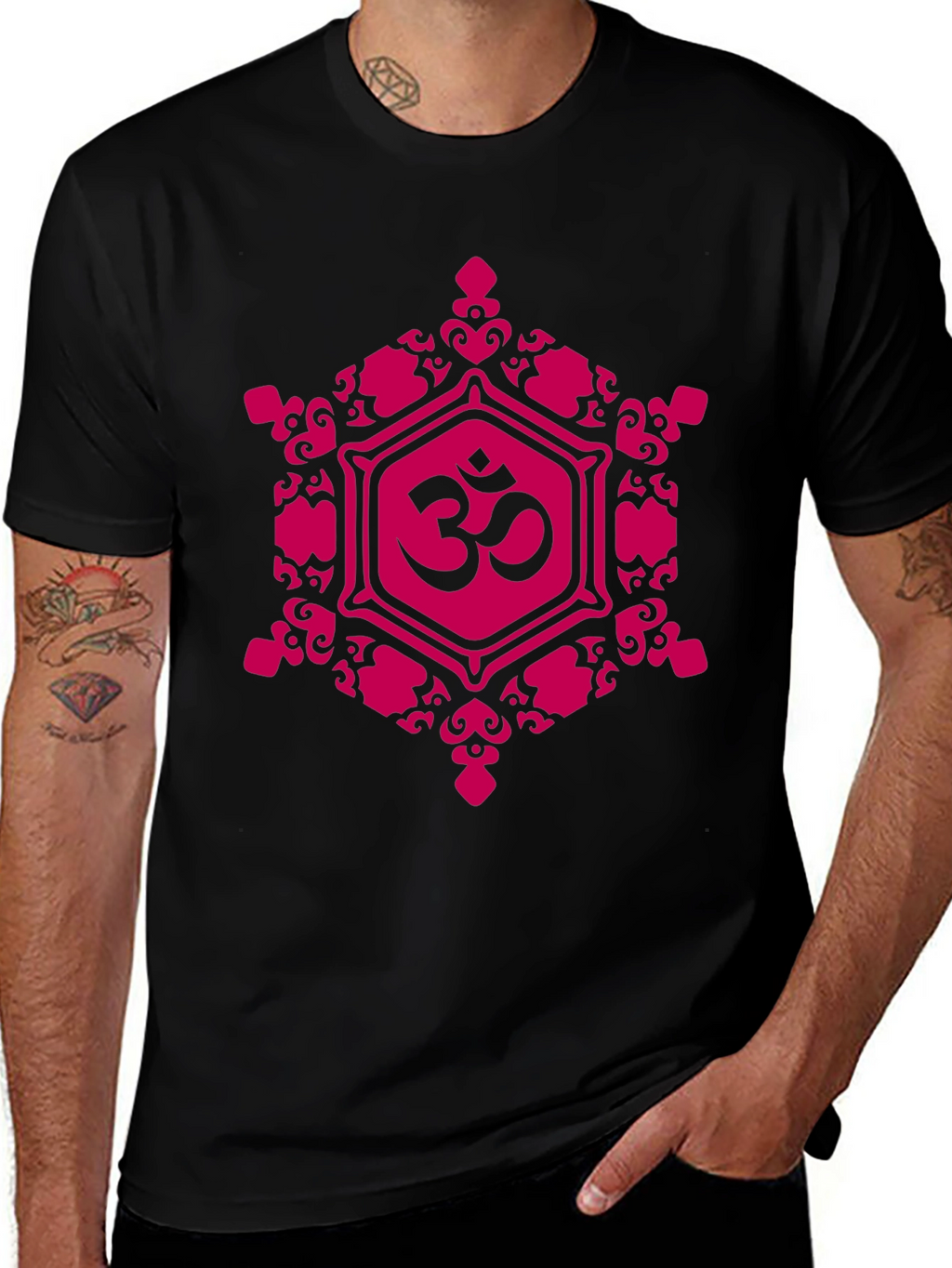 Om Symbol Graphic Tee - Black Cotton Blend T-Shirt