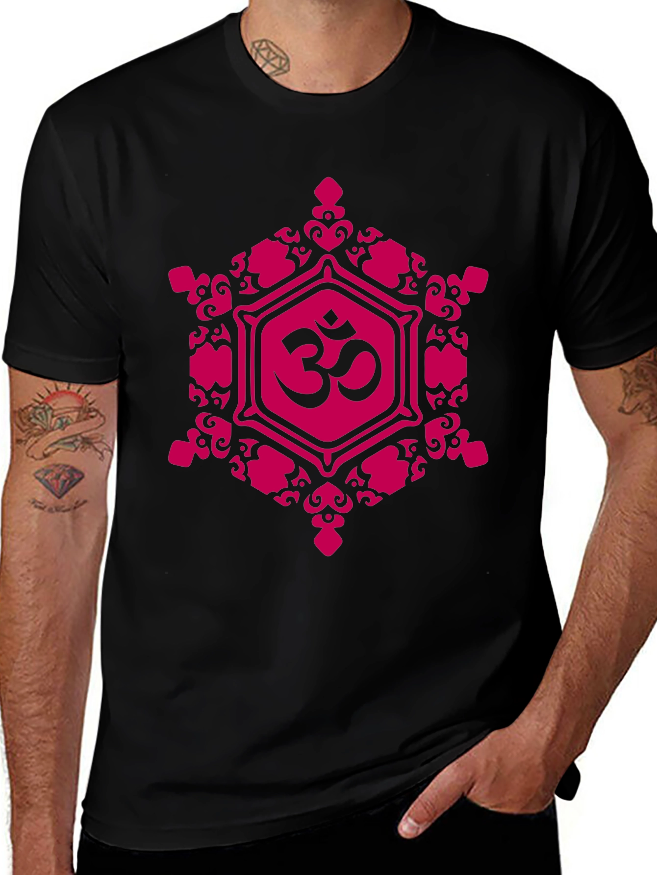 Om Symbol Graphic Tee - Black Cotton Blend T-Shirt