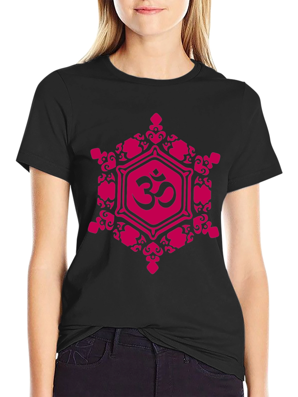 Om Symbol Graphic Tee - Black Cotton Blend T-Shirt