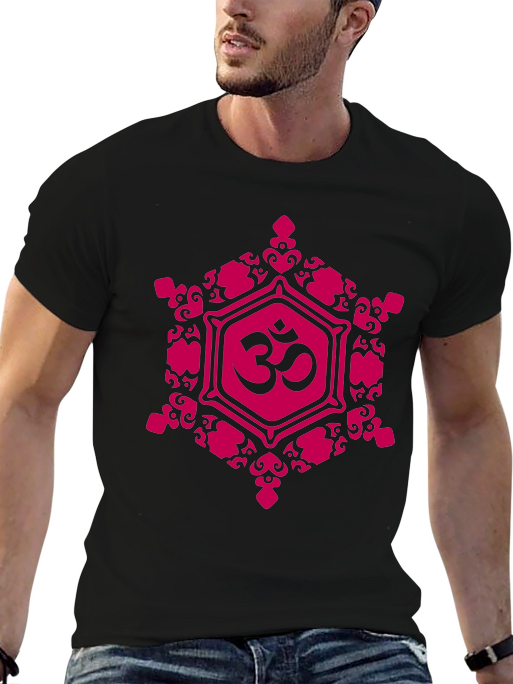 Om Symbol Graphic Tee - Black Cotton Blend T-Shirt