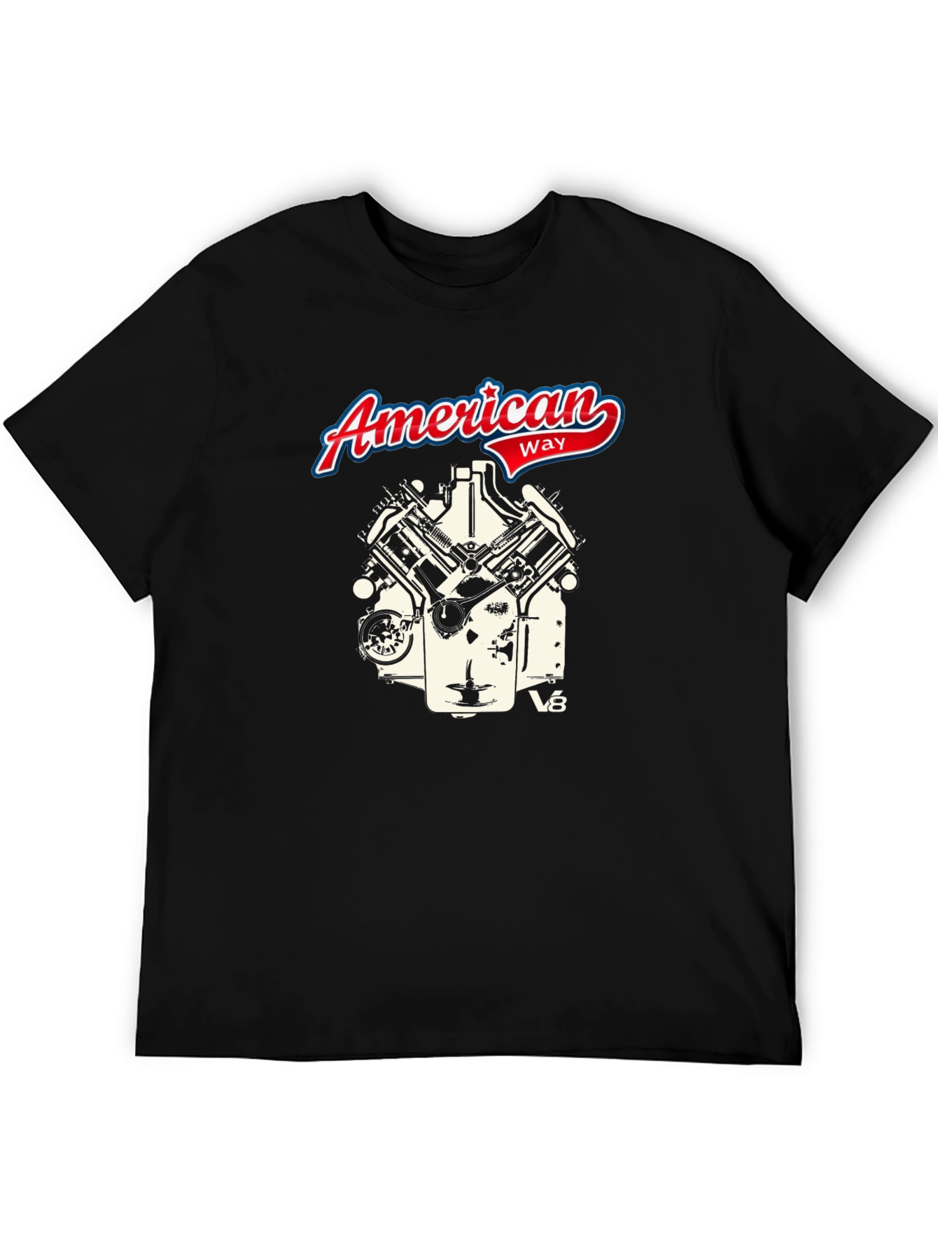 American Way V8 Engine Graphic Black Tee
