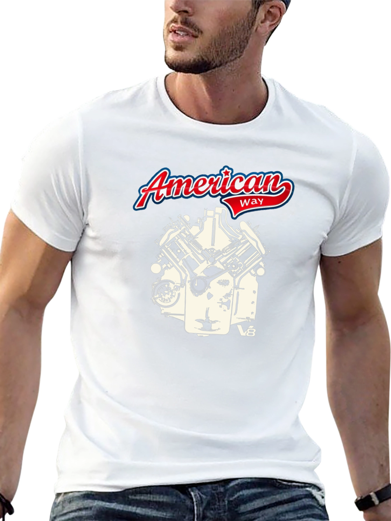 American Way V8 Engine Graphic Black Tee