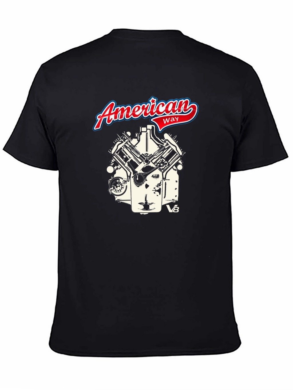 American Way V8 Engine Graphic Black Tee