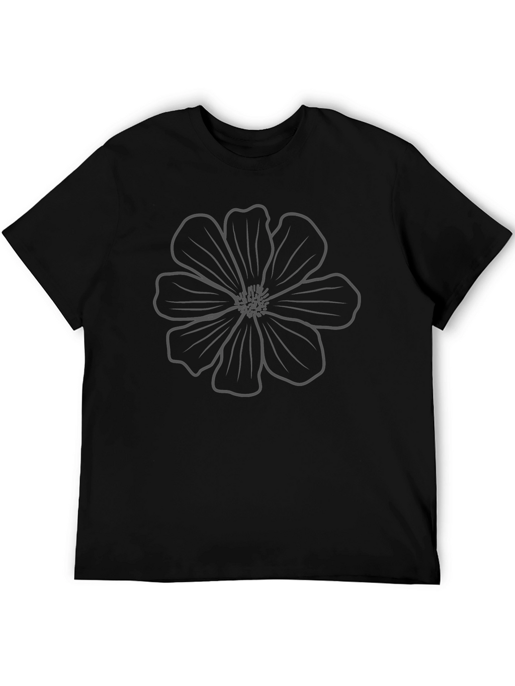 Minimalist Flower Graphic Black T-Shirt