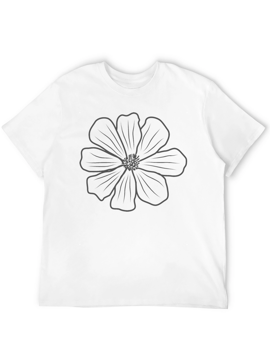 Minimalist Flower Graphic Black T-Shirt