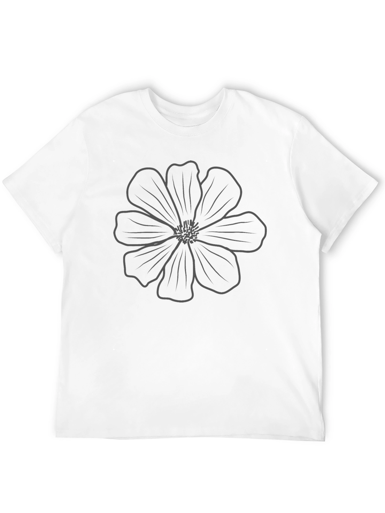 Minimalist Flower Graphic Black T-Shirt