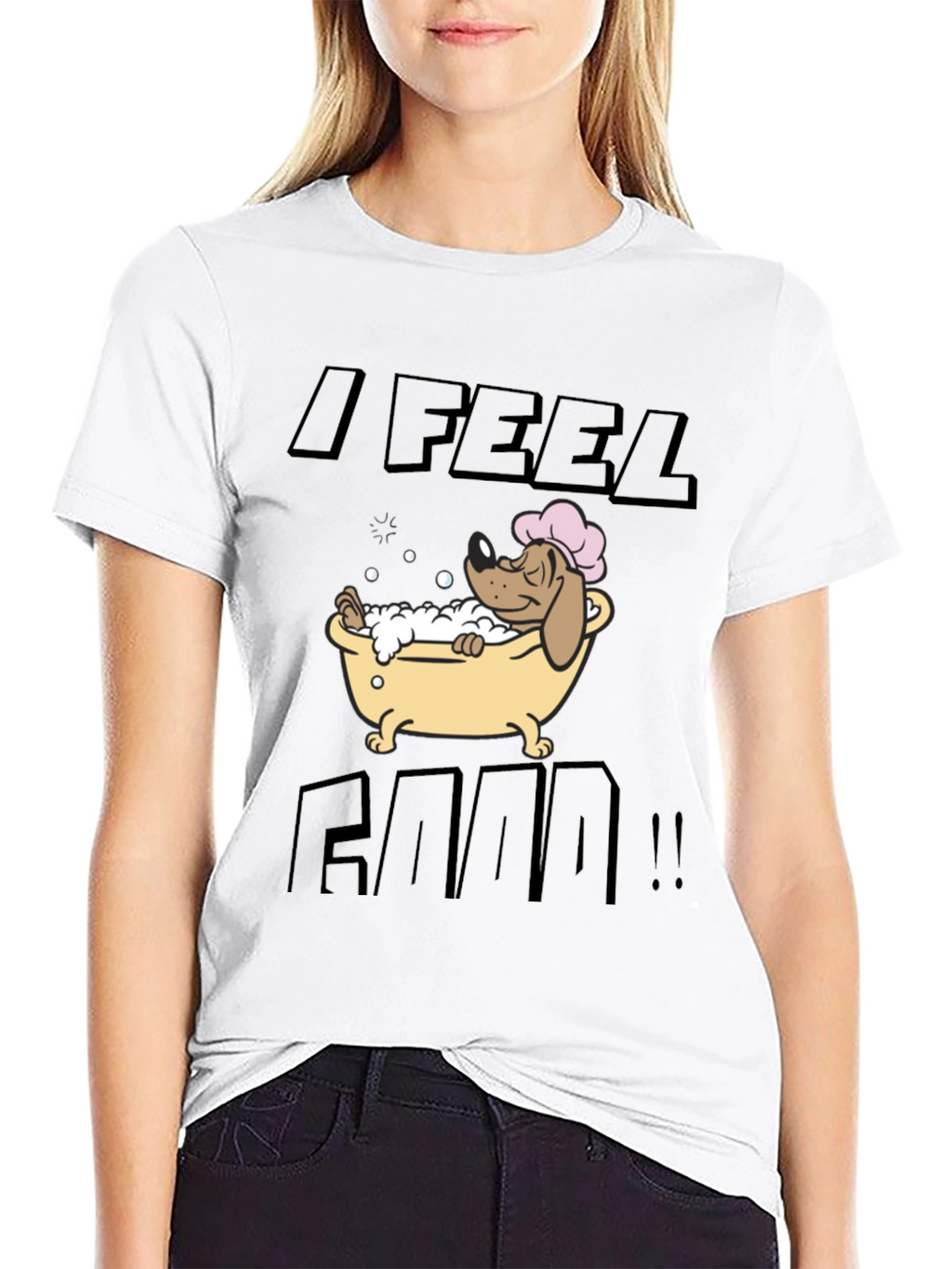 I Feel Good! Dog in Bathtub Graphic T-Shirt