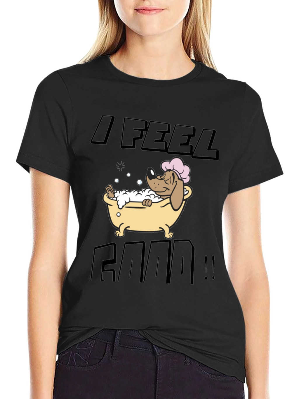 I Feel Good! Dog in Bathtub Graphic T-Shirt