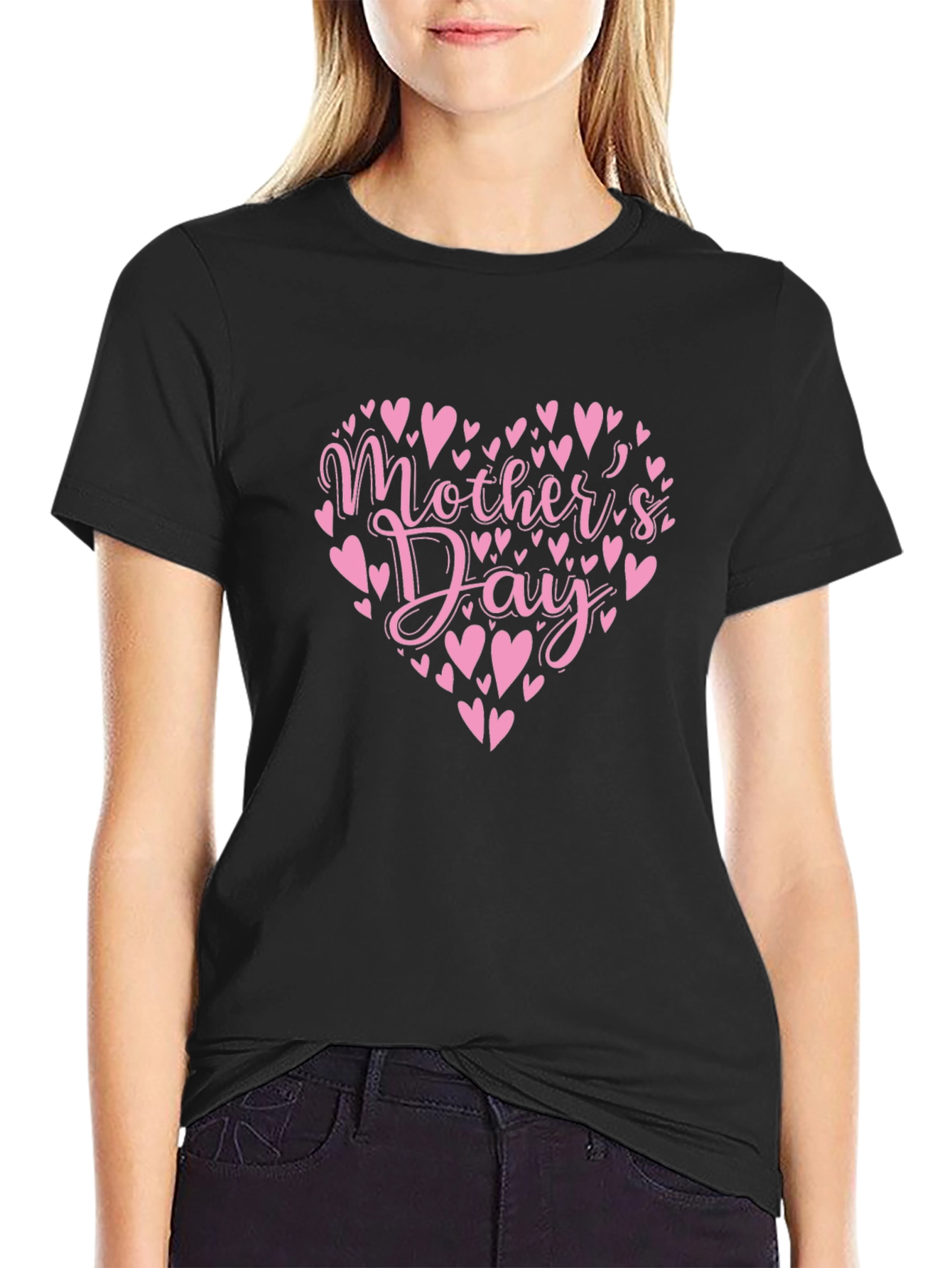 Mothers Day Heart T-Shirt - Black