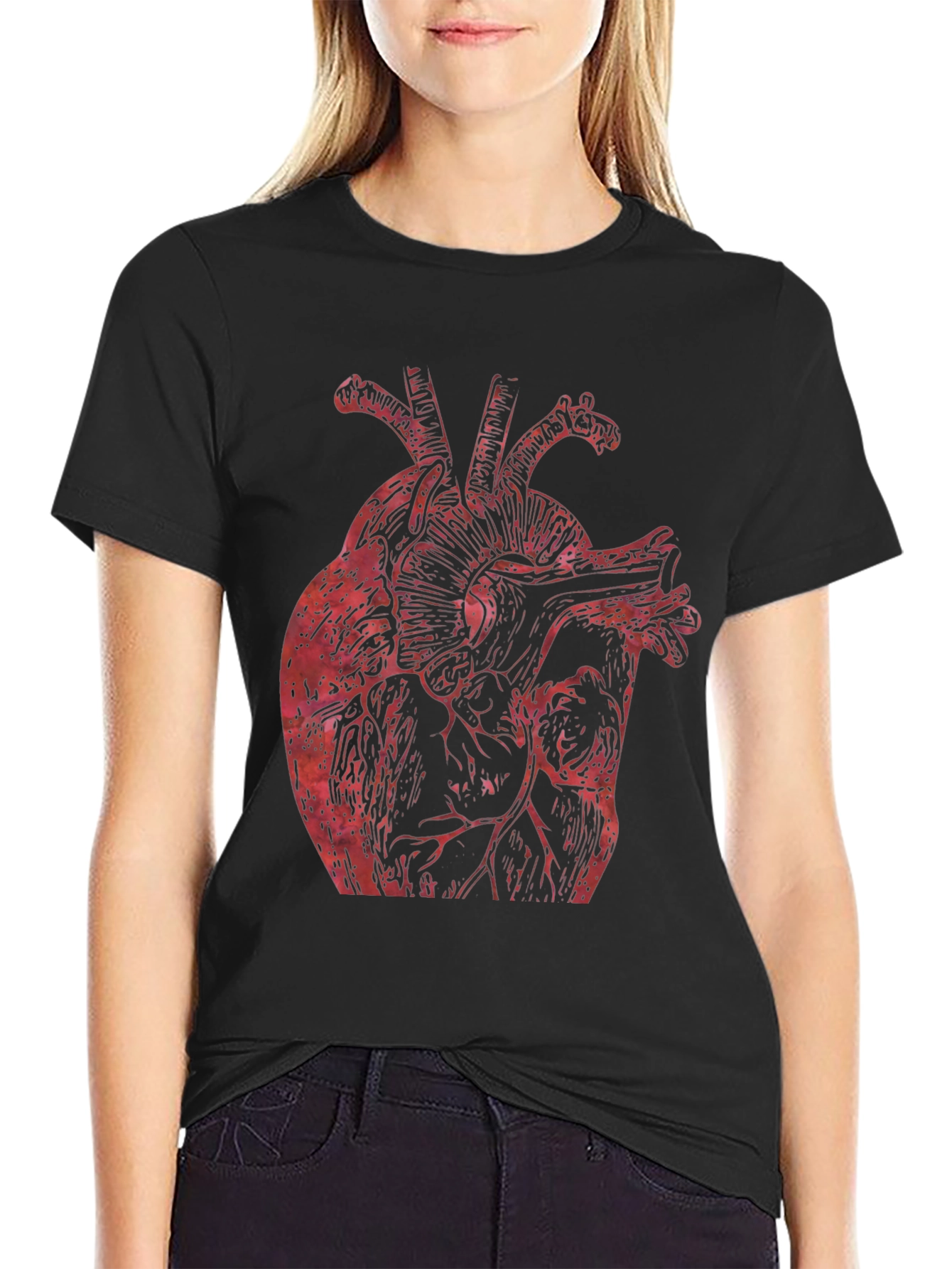 Anatomical Heart Graphic Tee - Bold Black Shirt