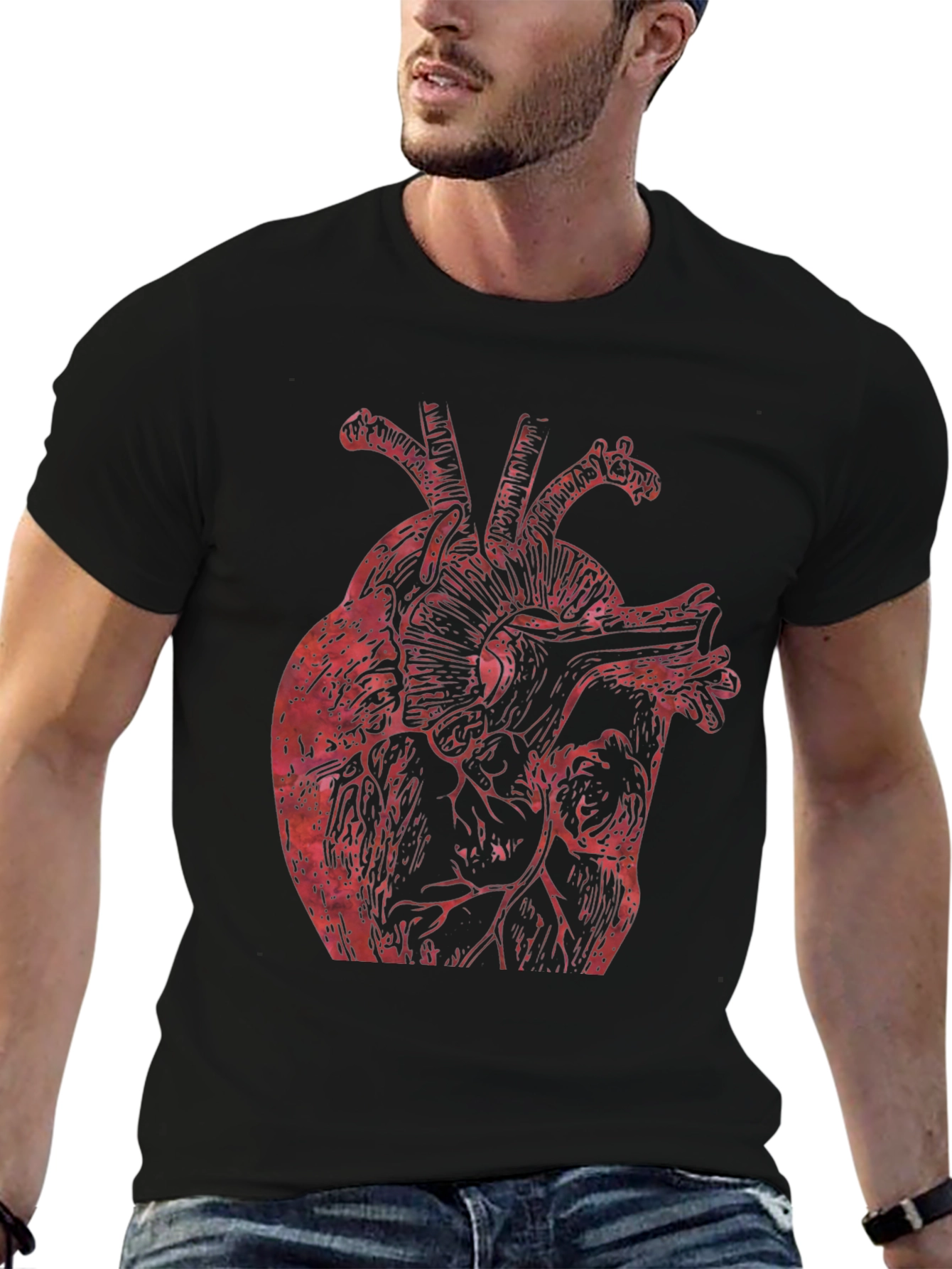 Anatomical Heart Graphic Tee - Bold Black Shirt