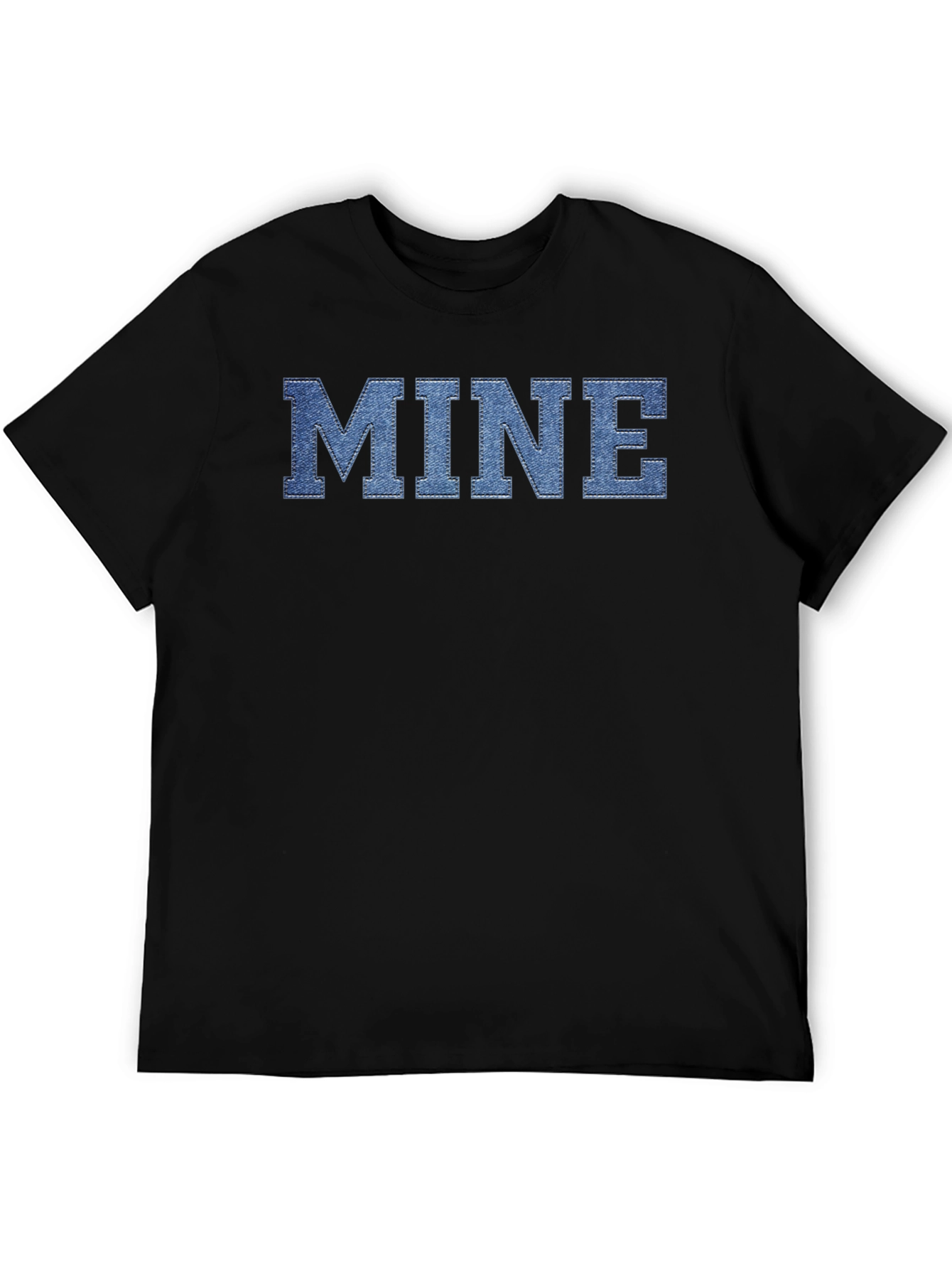 MINE Denim Letter Black T-Shirt