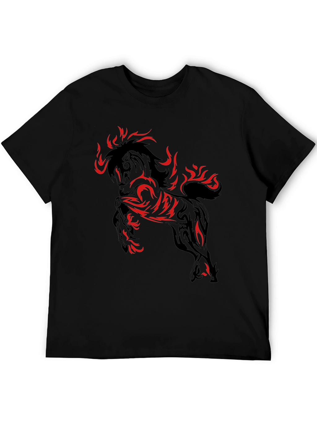 Fiery Horse Graphic T-Shirt - Black
