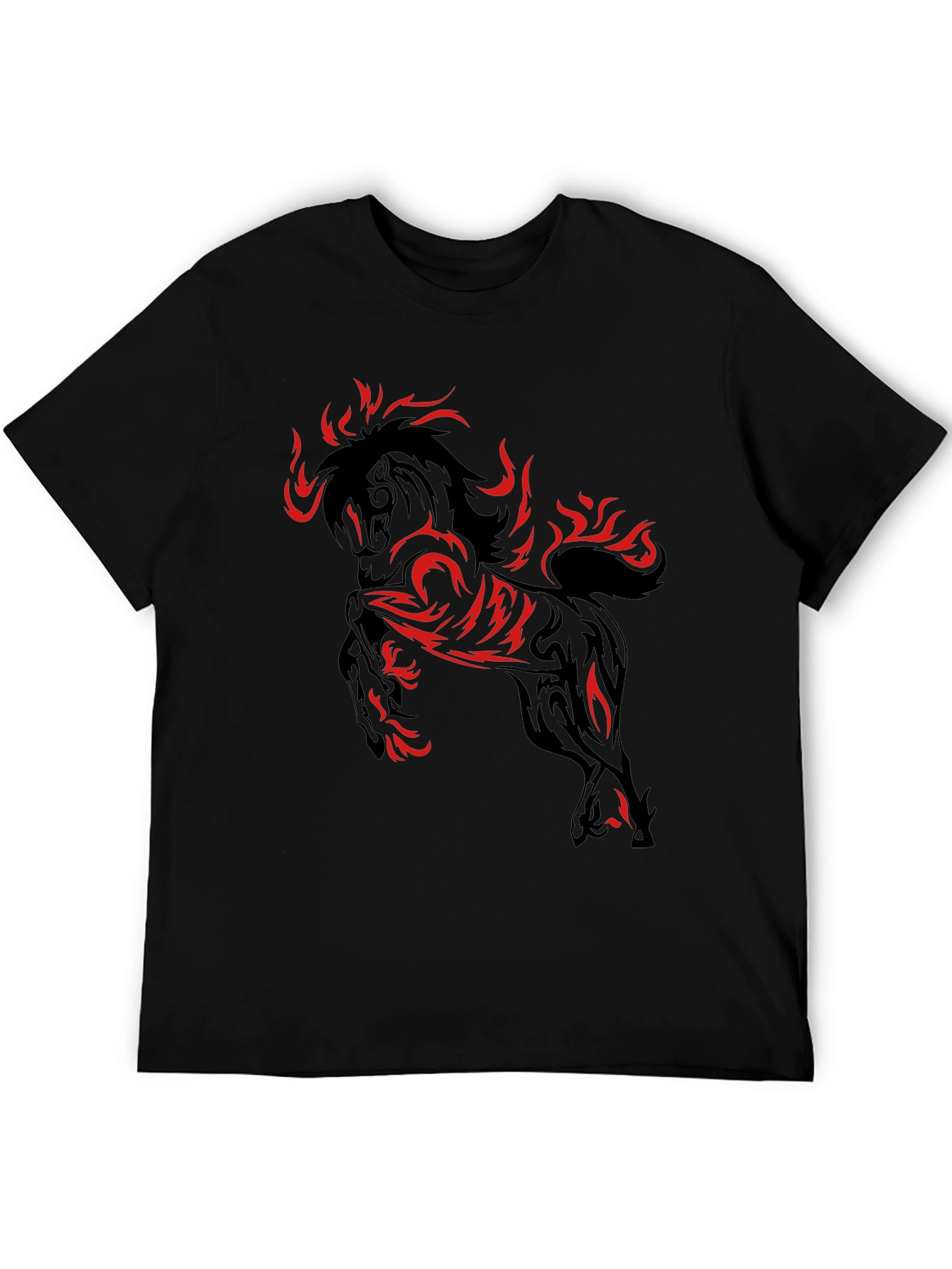 Fiery Horse Graphic T-Shirt - Black