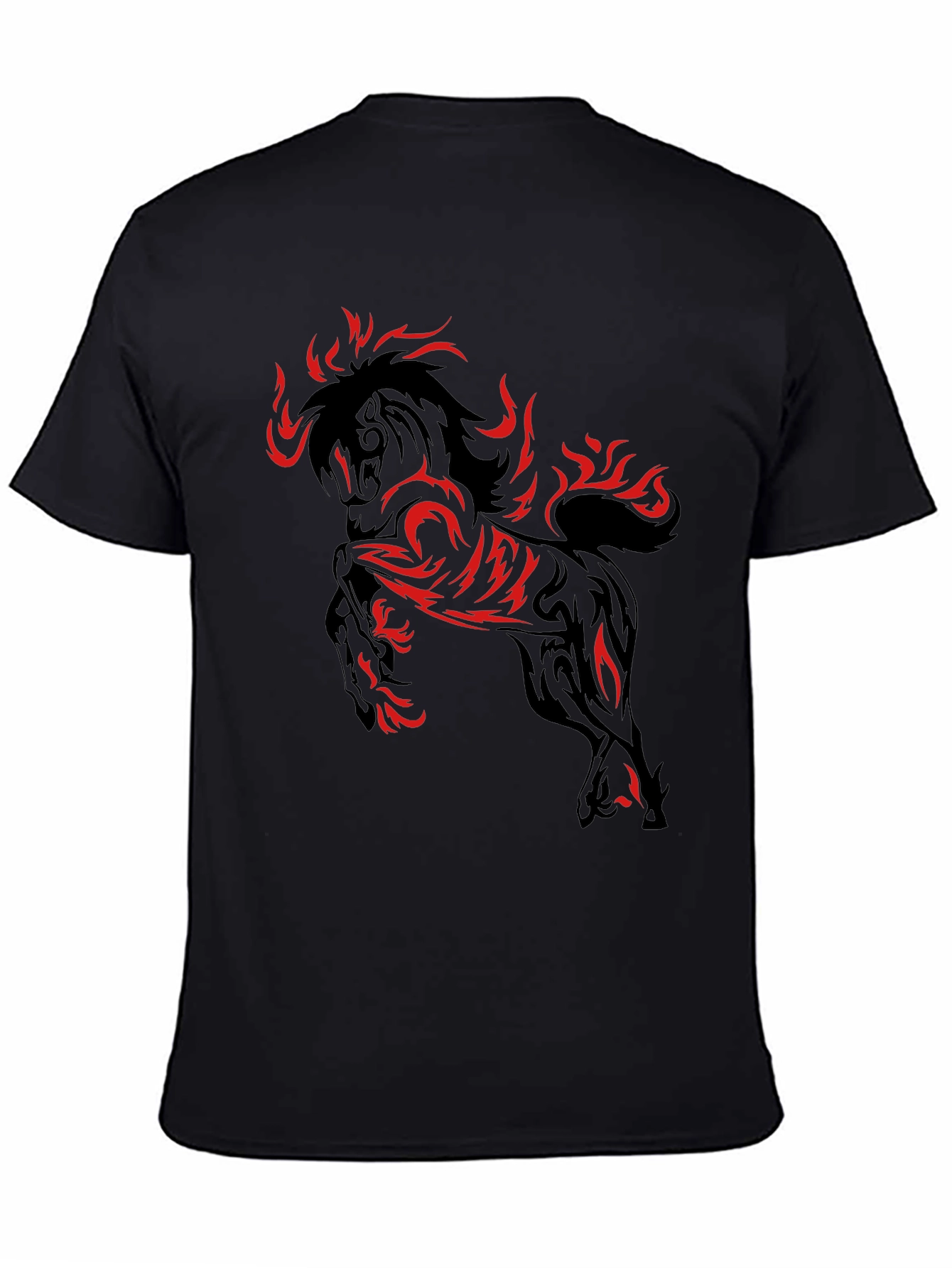 Fiery Horse Graphic T-Shirt - Black