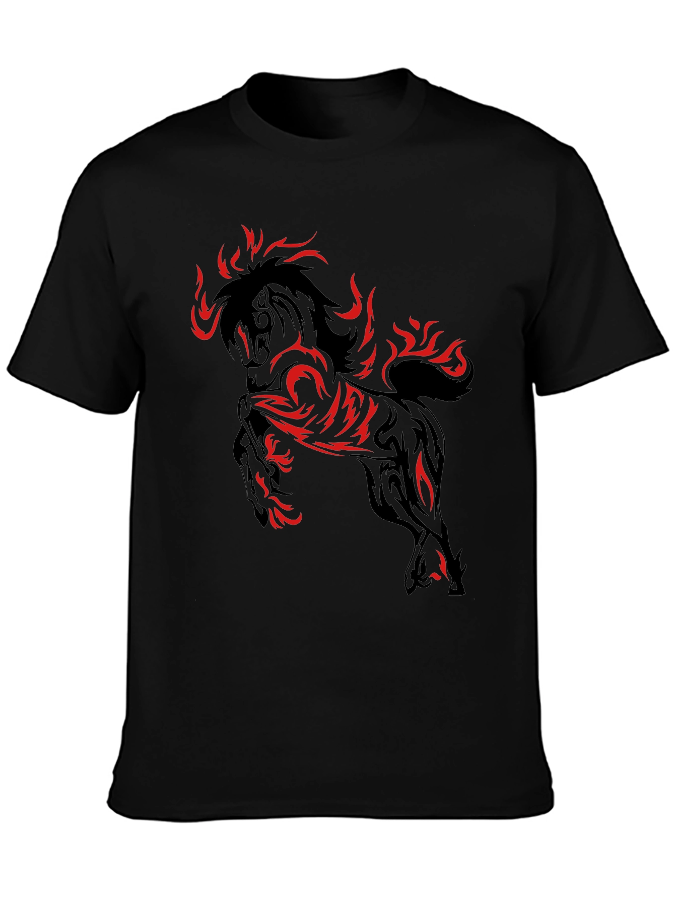 Fiery Horse Graphic T-Shirt - Black