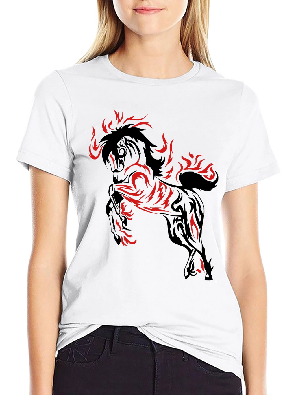 Fiery Horse Graphic T-Shirt - Black