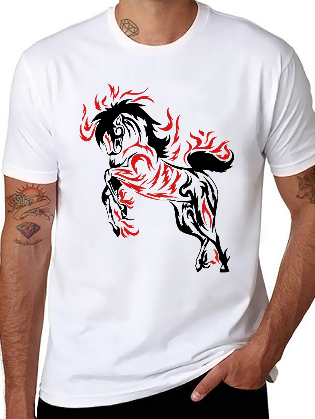 Fiery Horse Graphic T-Shirt - Black
