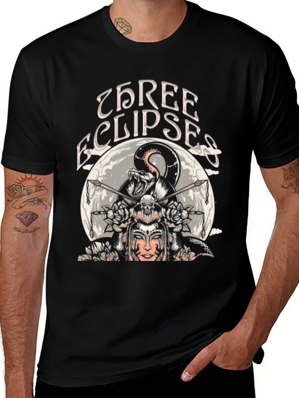 Three Eclipses Graphic Tee - Black Unisex T-Shirt