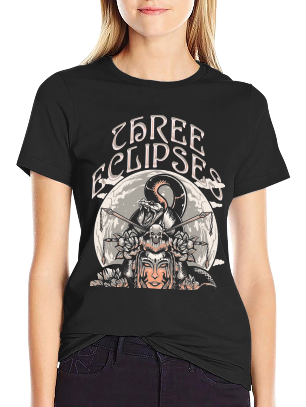 Three Eclipses Graphic Tee - Black Unisex T-Shirt