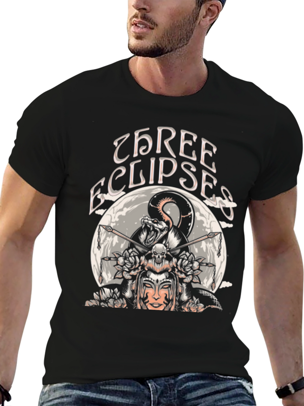 Three Eclipses Graphic Tee - Black Unisex T-Shirt