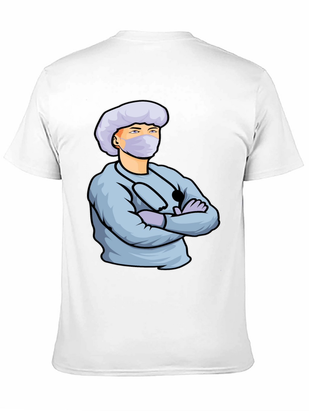 Cartoon Doctor Graphic Print Black T-Shirt