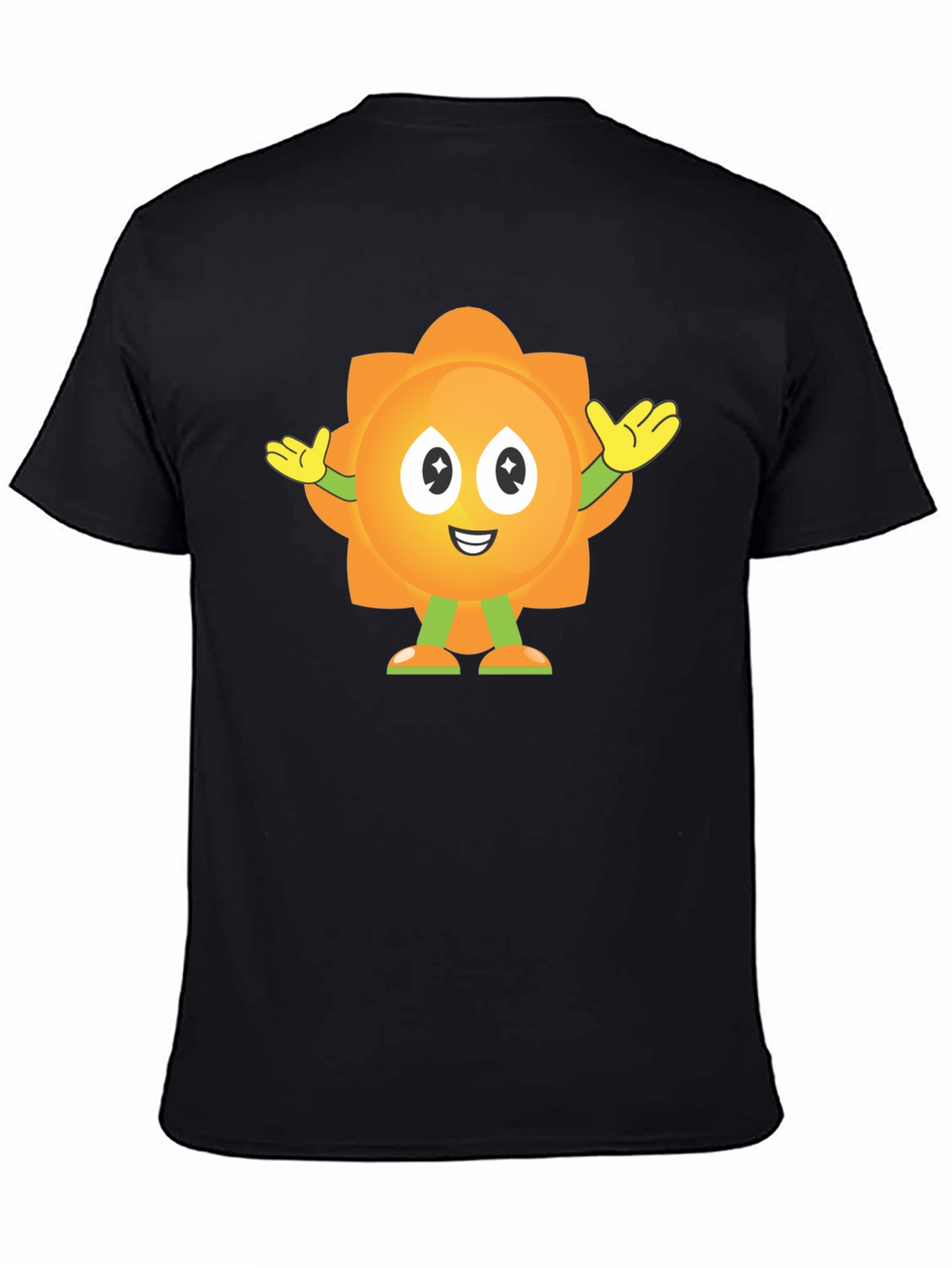 Fun Flower Cartoon Graphic Black T-Shirt