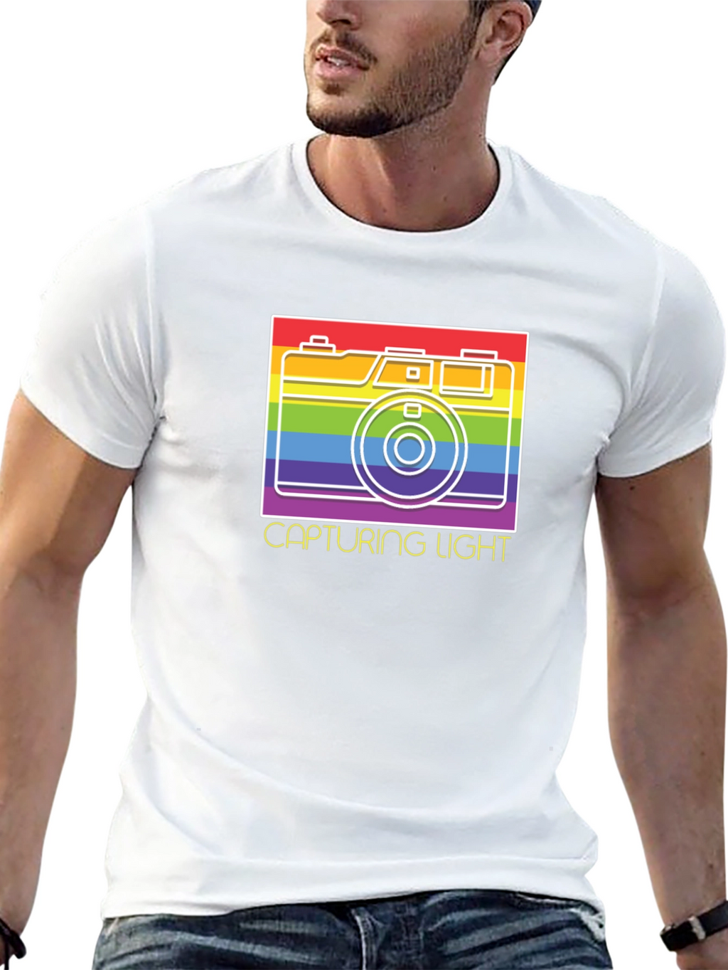 Capturing Light Rainbow Camera Graphic T-Shirt