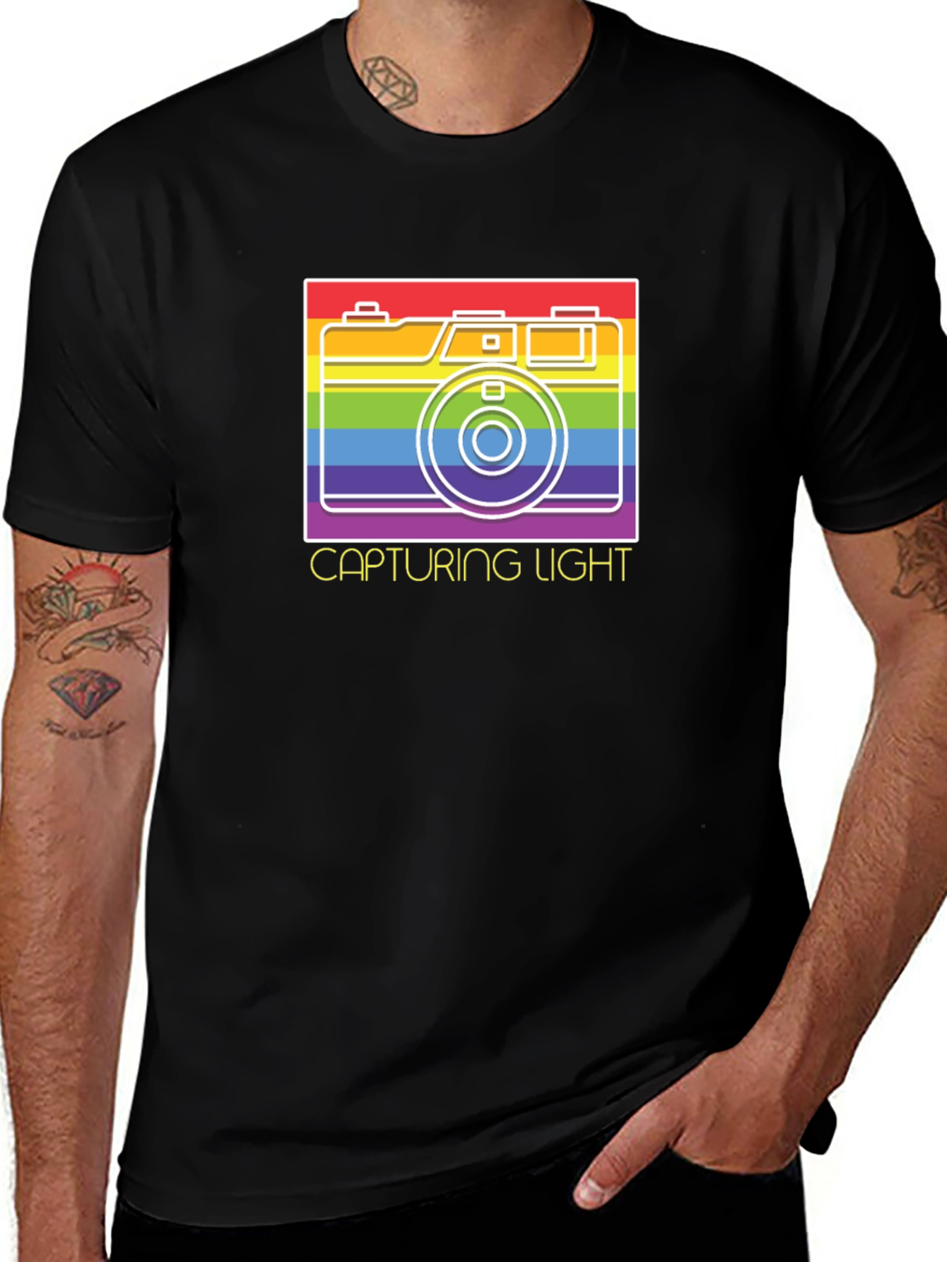 Capturing Light Rainbow Camera Graphic T-Shirt