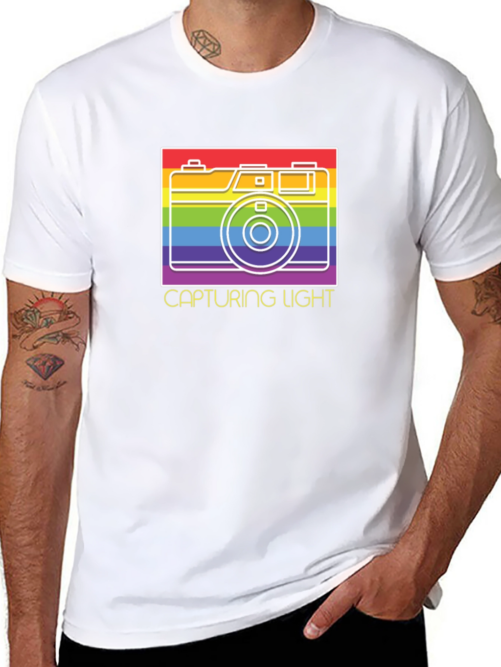 Capturing Light Rainbow Camera Graphic T-Shirt