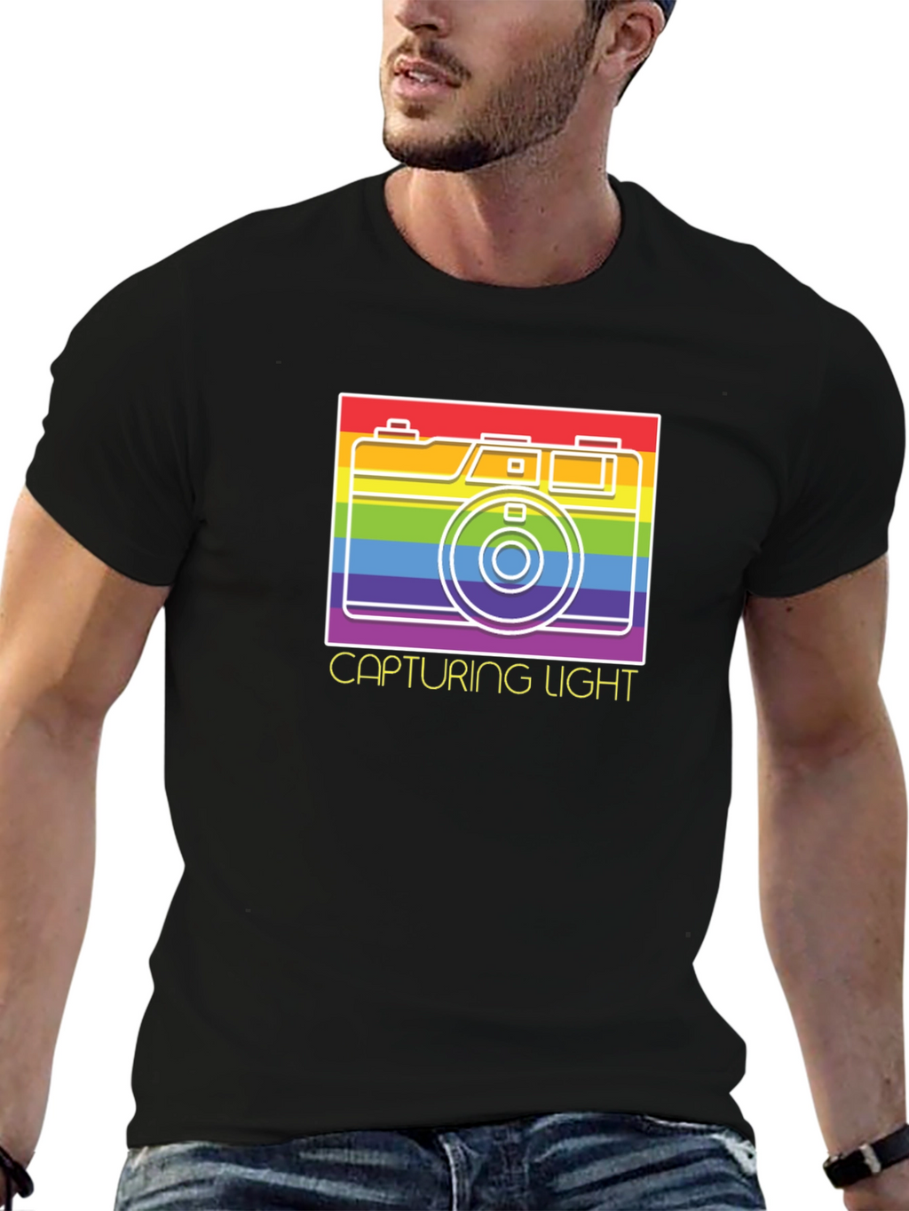 Capturing Light Rainbow Camera Graphic T-Shirt