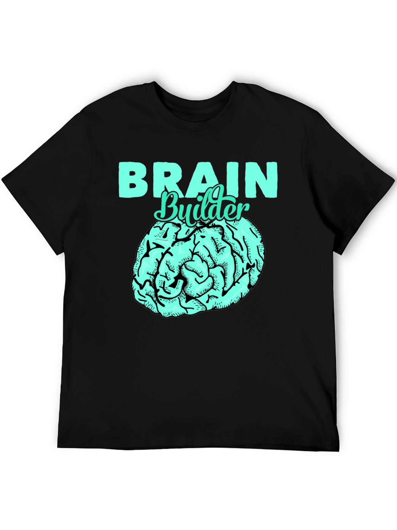 Brain Builder T-Shirt - Black Cotton Tee with Brain Graphic