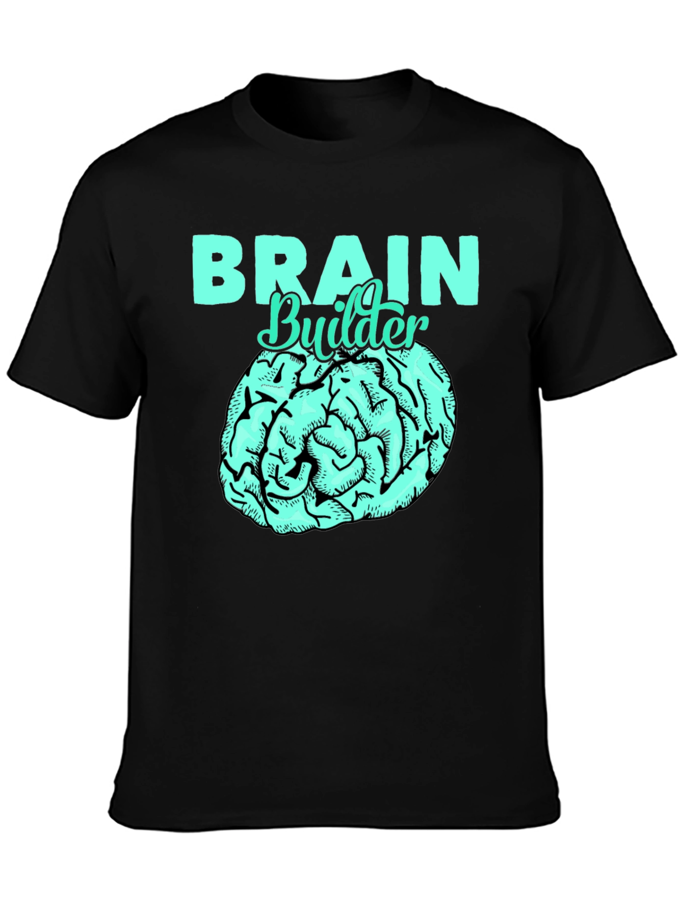 Brain Builder T-Shirt - Black Cotton Tee with Brain Graphic