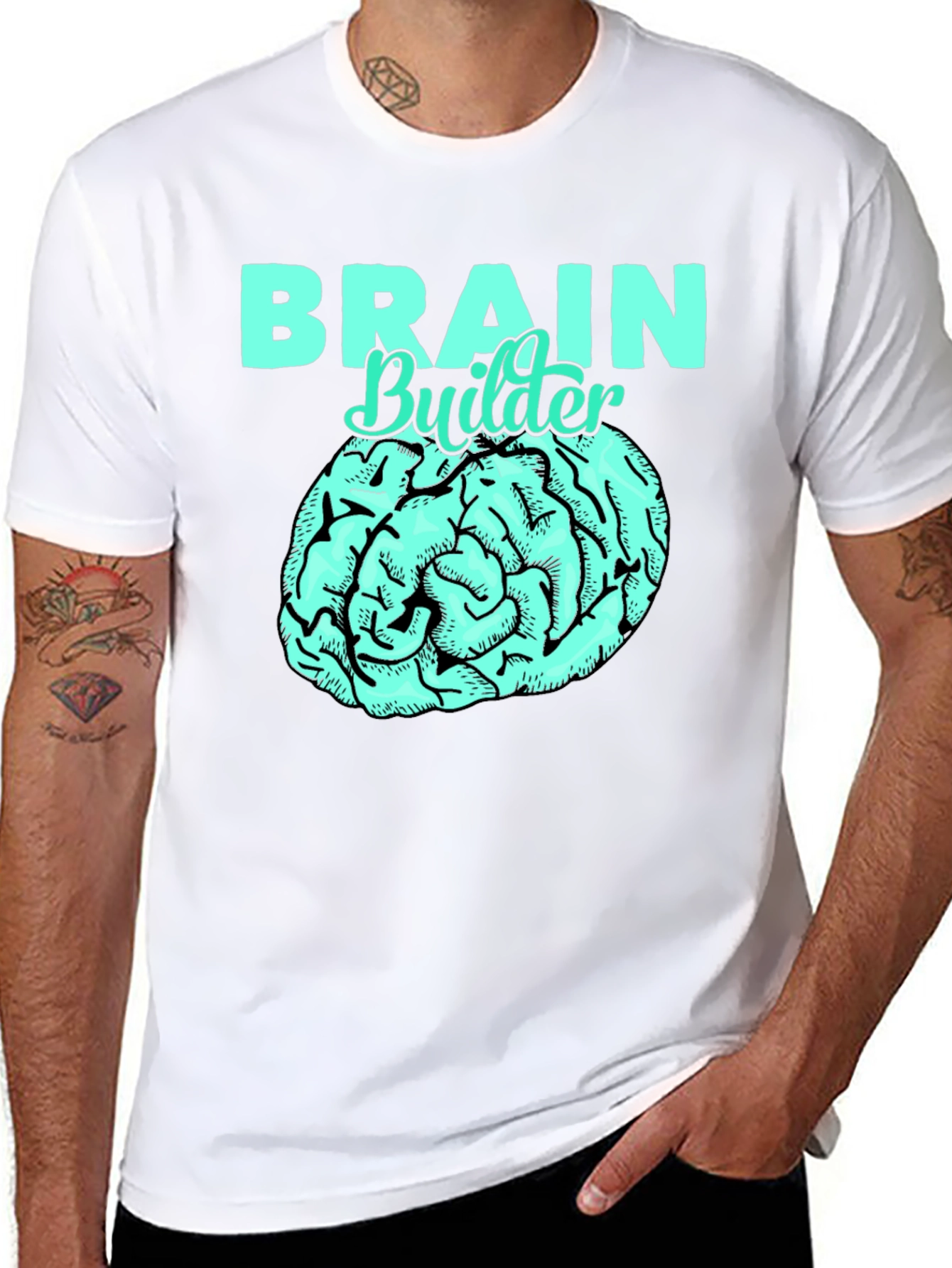 Brain Builder T-Shirt - Black Cotton Tee with Brain Graphic