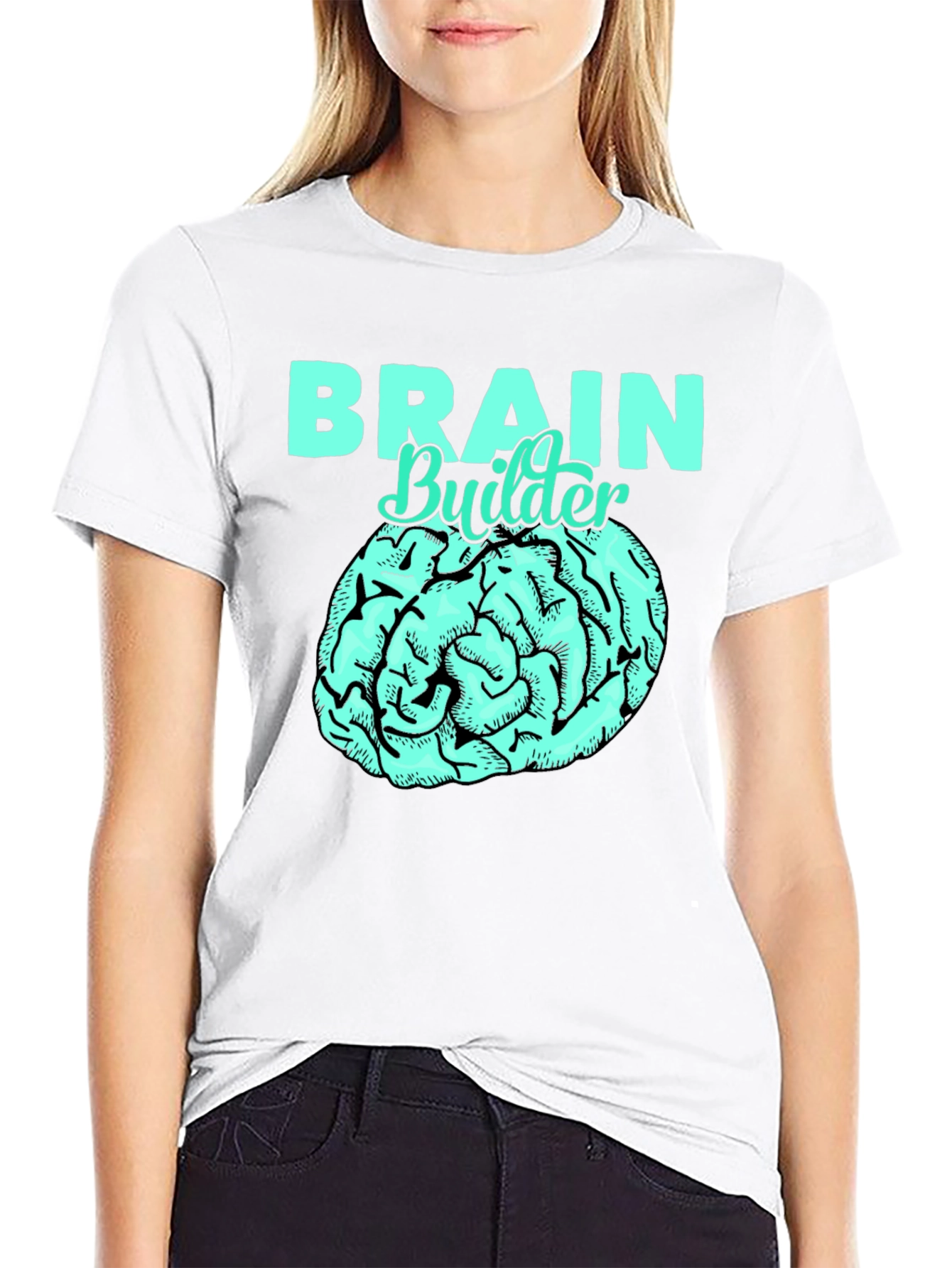 Brain Builder T-Shirt - Black Cotton Tee with Brain Graphic