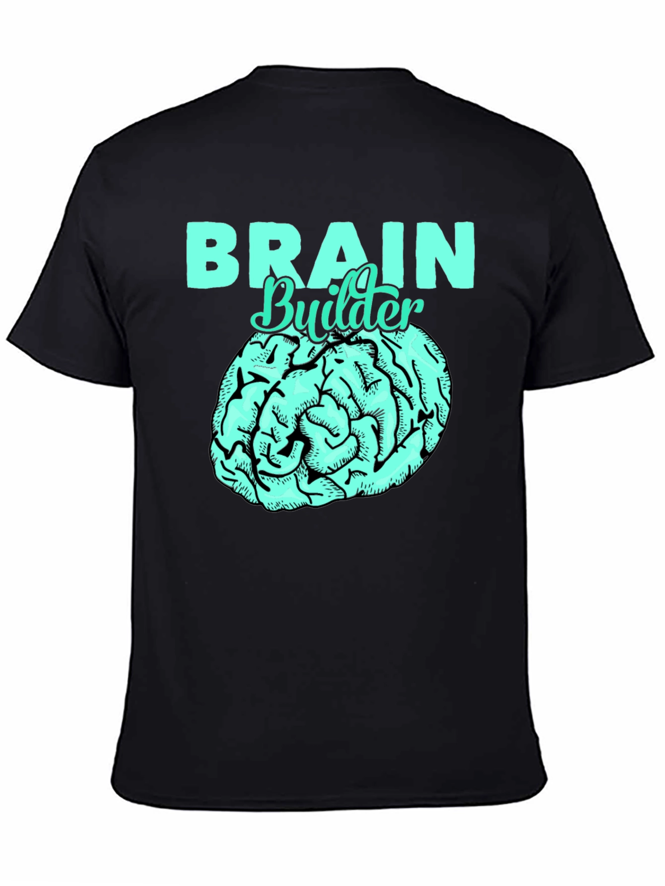 Brain Builder T-Shirt - Black Cotton Tee with Brain Graphic
