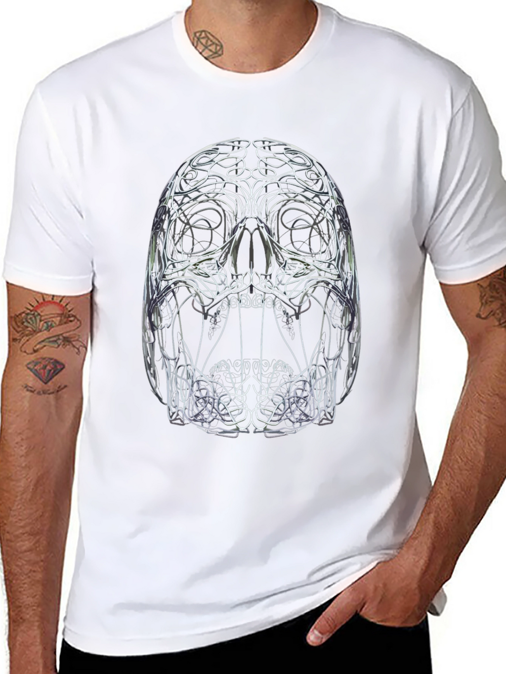 Abstract Skull Graphic Print Black T-Shirt